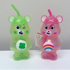 New Target Bullseye Playground set of 2 Care Bear Drinkware Kids Cups w/ straws